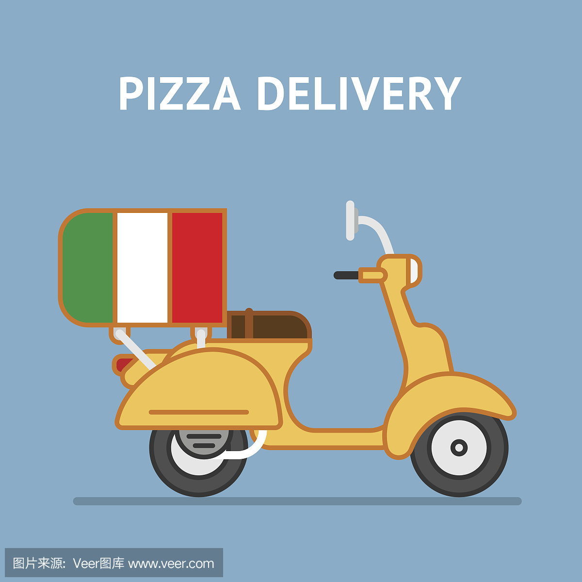 披萨外卖滑板车插图与后备箱